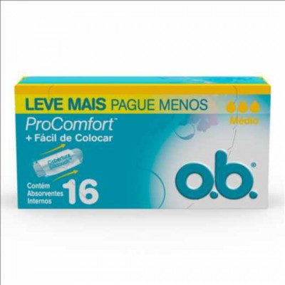 ABSORVENTE INTERNO O.B. PRO COMFORT MÉDIO 16 UNIDADES