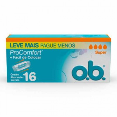 ABSORVENTE INTERNO O.B. PROCOMFORT SUPER 16 UNIDADES