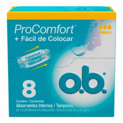 ABSORVENTE INTERNO O.B. PROCOMFORT MÉDIO 8 UNIDADES