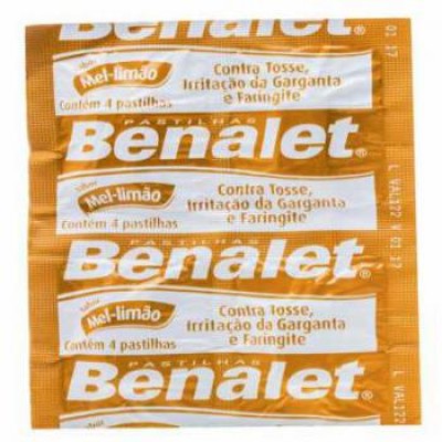 BENALET CARTELA COM 4 PASTILHAS SABOR MEL LIMÃO