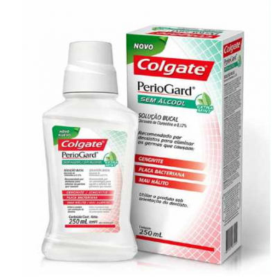 ENXAGUANTE BUCAL COLGATE PERIOGARD SEM ÁLCOOL EXTRA MINT 250ML