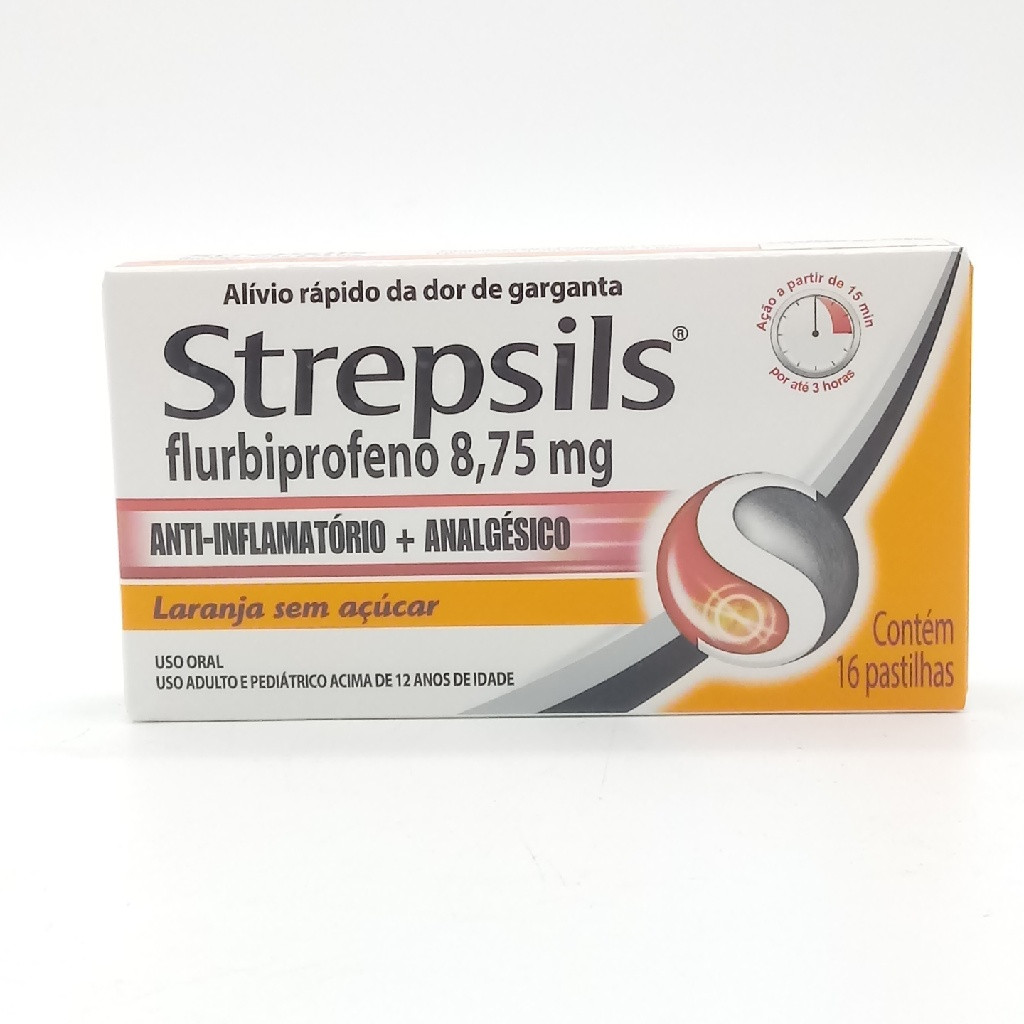 PASTILHAS PARA GARGANTA STREPSILS LARANJA SEM AÇÚCAR 16 UNIDADES