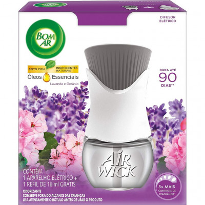 BOM AR AIR WICK AIR DIFUSOR ELÉTRICO LAVANDA GRÁTIS APARELHO + REFIL 16 ML