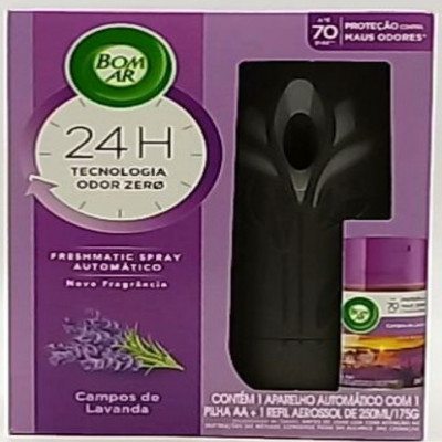 ODORIZADOR BOM AR FRESHMATIC CAMPOS DE LAVANDA COM 1 APARELHO COM PILHA + REFIL DE 250 ML