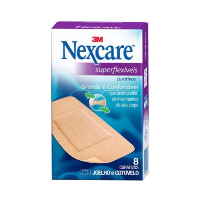 CURATIVOS SUPERFLEXÍVEIS NEXCARE JOELHOS E COTOVELOS 8 UNIDADES