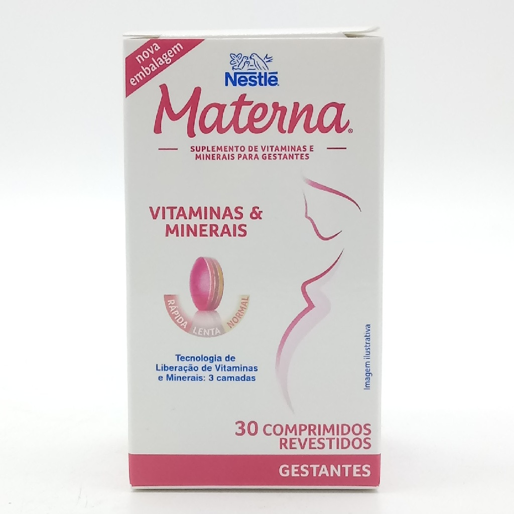 MATERNA SUPLEMENTO DE VITAMINAS E MINERAIS PARA GESTANTES NESTLÉ 30 COMPRIMIDOS REVESTIDOS