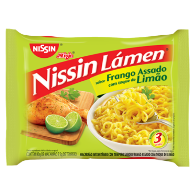 MACARRÃO INSTANTÂNEO NISSIN LAMEN FRANGO ASSADO COM LIMÃO 85 GRAMAS