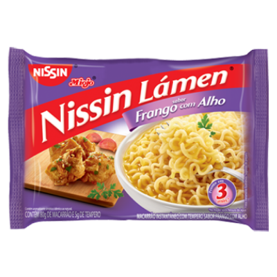 MACARRÃO INSTANTÂNEO NISSIN LAMEN FRANGO COM ALHO 85G