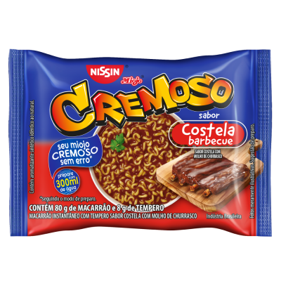 MACARRÃO INSTANTÂNEO NISSIN LAMEN CREMOSO COSTELA BARBECUE 88G