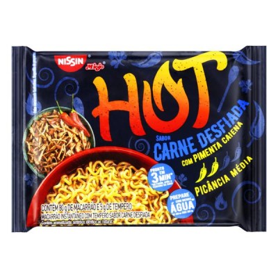 MACARRÃO NISSIN HOT CARNE DESFIADA 85 GRAMAS