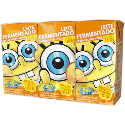 LEITE FERMENTADO BOB ESPONJA TRADICIONAL COM 3 UNIDADES 480 GRAMAS