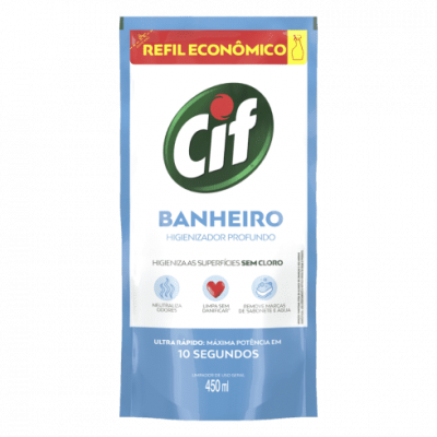 LIMPADOR CIF BANHEIRO SEM CLORO ULTRA RÁPIDO REFIL ECONÔMICO 450 ML