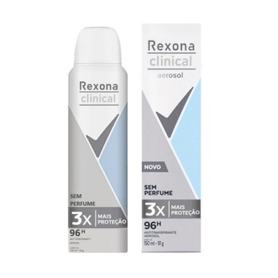 DESODORANTE REXONA AEROSOL CLINICAL SEM PERFUME 150ML