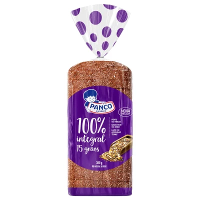 PÃO 100% INTEGRAL PANCO 15 GRÃOS 380 GRAMAS