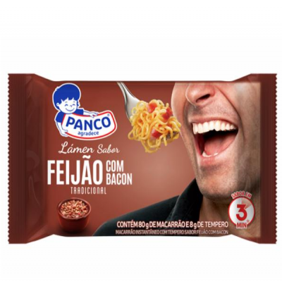 MACARRÃO INSTANTÂNEO PANCO FEIJÃO COM BACON 85G