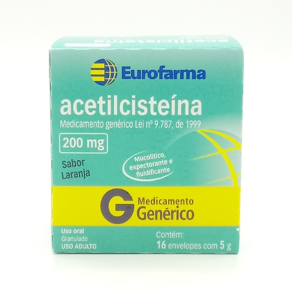 ACETILCISTEINA 200MG GENÉRICO EUROFARMA 16 ENVELOPES 5MG