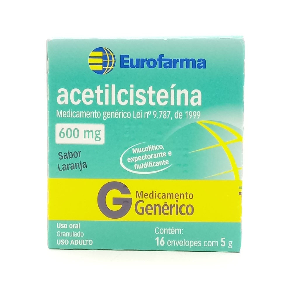 ACETILCISTEÍNA 600MG GENÉRICO EUROFARMA 16 ENVELOPES 5G