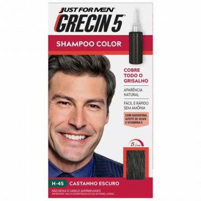 GRECIN 5 SHAMPOO COLOR H - 45 CASTANHO ESCURO