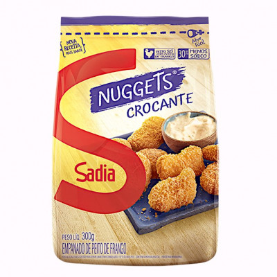 NUGGETS CROCANTE DE FRANGO SADIA 300 GRAMAS