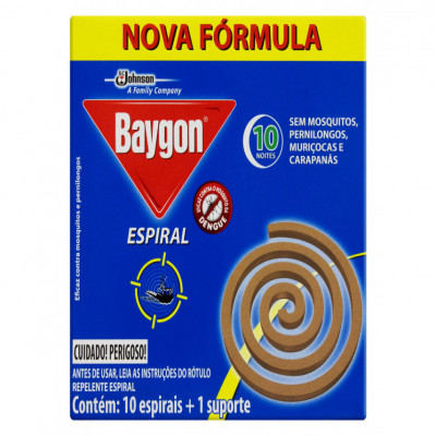 INSETICIDA ESPIRAL BAYGON 10 UNIDADES + SUPORTE