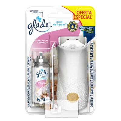 DESODORIZADOR GLADE TOQUE DE FRESCOR APARELHO + REFIL LEMBRANÇA DE INFÂNCIA 12ML