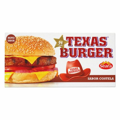 HAMBURGUER DE CARNE DE AVE E CARNE BOVINA TEXAS BURGUER SABOR COSTELA 360 GRAMA