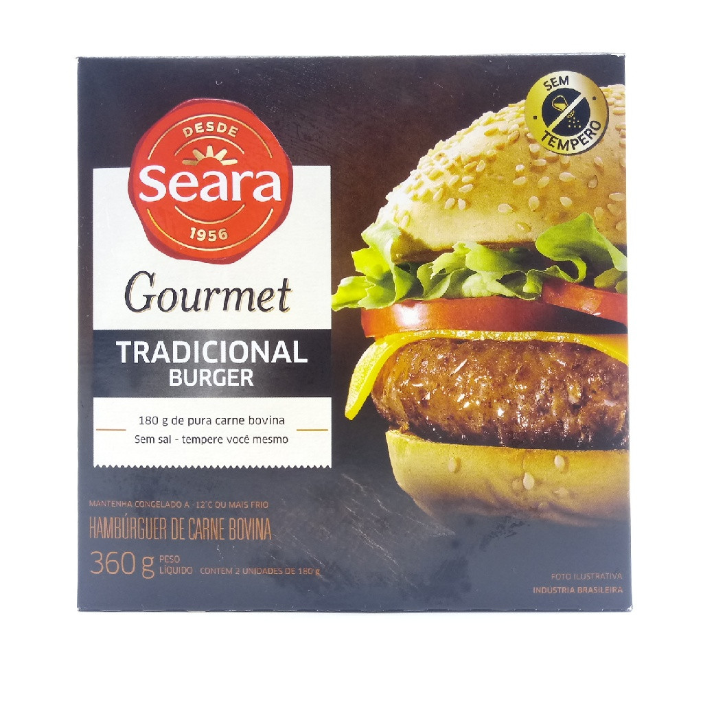 HAMBÚRGUER GOURMET SEARA TRADICIONAL 2 UN 360 G