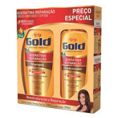 KIT NYELY GOLD QUERATINA REPARAÇÃO SHAMPOO 275ML + CONDICIONADOR 175ML