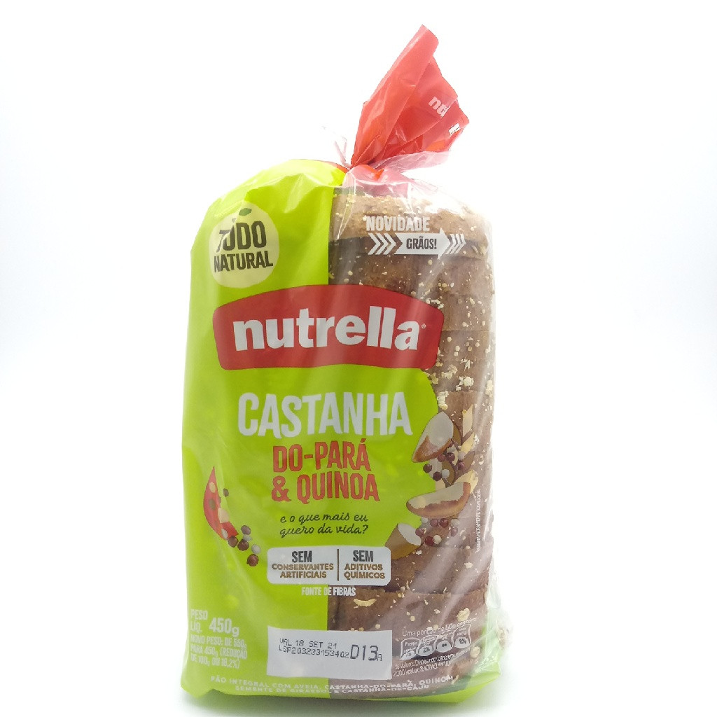 PÃO NUTRELLA CASTANHA DO PARÁ E QUINOA 450 G