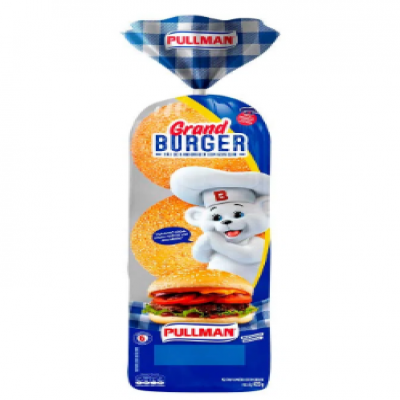 PAO DE HAMBURGUER COM GERGELIM PULLMAN GRAND BURGER 6 UNIDADES 420 GRAMAS