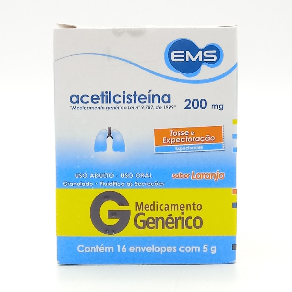 ACETILCISTEÍNA 200MG 16 ENVELOPES 5 GRAMAS GENÉRICO EMS