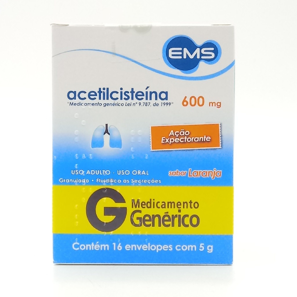 ACETILCISTEÍNA GENÉRICO EMS 600MG 16 ENVELOPES 5G CADA