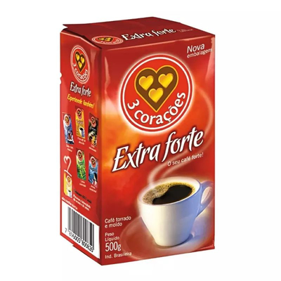 CAFÉ 3 CORAÇÕES EXTRA FORTE VÁCUO 500G