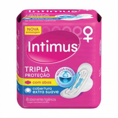 ABSORVENTE INTIMUS TRIPLA PROTEÇÃO EXTRA SUAVE COM ABAS 8 UN