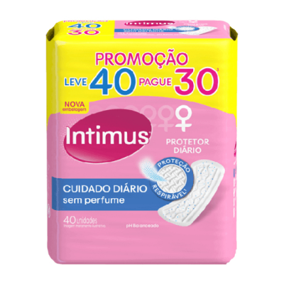 PROTETOR DIÁRIO INTIMUS S/ ABAS S/ PERFUME 40 UNIDADES