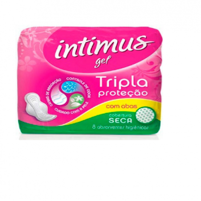 ABSORVENTE INTIMUS GEL TRIPLA PROTEÇÃO COBERTURA SECA C/ ABAS 8 UNIDADES