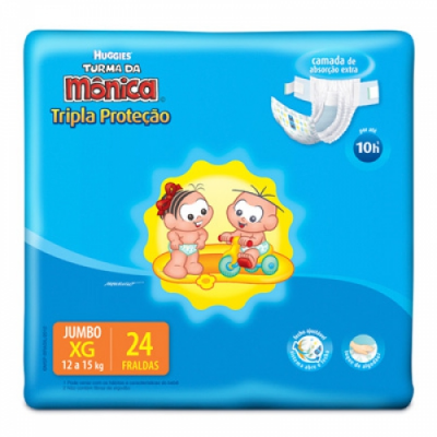 FRALDA HUGGIES TURMA DA MÔNICA XG 24 UNIDADES