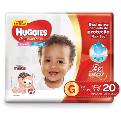 FRALDA HUGGIES TURMA DA MÔNICA SUPREME CARE G 20 UNIDADES