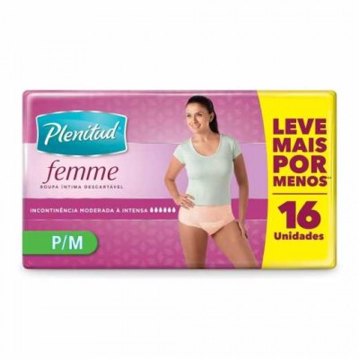 ROUPA ÍNTIMA PLENITUD FEMME P/M 16 UNIDADES