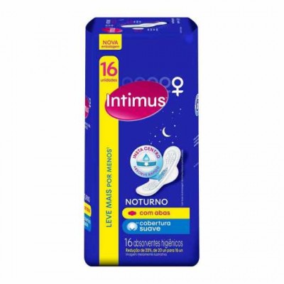 ABSORVENTE INTIMUS NOTURNO SUAVE C/ ABAS 16 UNIDADES