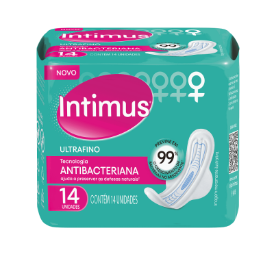 ABSORVENTE INTIMUS ULTRAFINO ANTIBACTERIANA C/ ABAS 14 UNIDADES