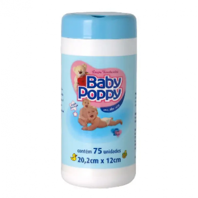 LENÇO UMEDECIDO BABY POPPY AZUL 75 UNIDADES