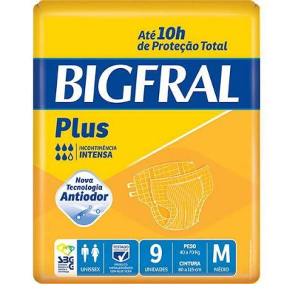 FRALDA GERIÁTRICA BIGFRAL PLUS M 9 UNIDADES