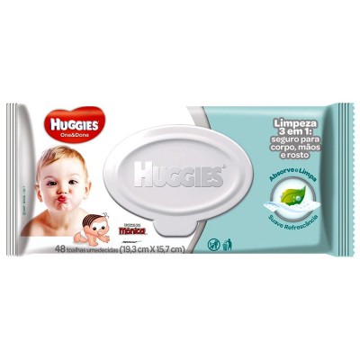 LENÇOS UMEDECIDOS HUGGIES ONE & DONE 48 UNIDADES