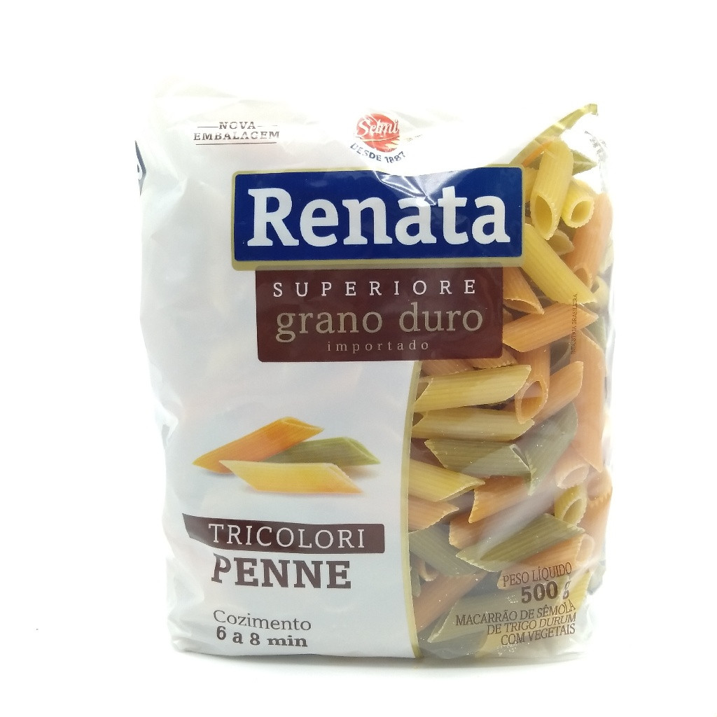 MACARRÃO RENATA GRANO DURO TRICOLORI PENNE 500 GRAMAS
