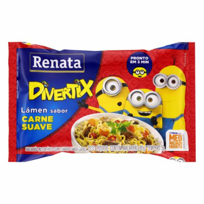 MACARRÃO INSTANTÂNEO RENATA LÁMEN DIVERTIX SABOR CARNE SUAVE 85 G