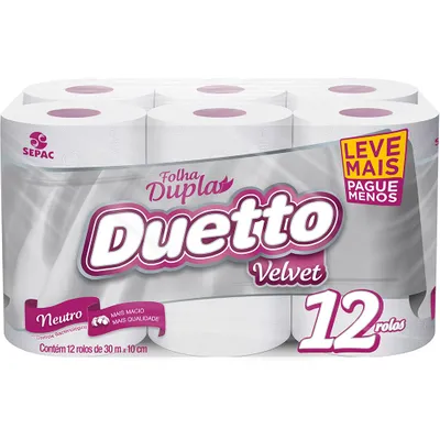 PAPEL HIGIÊNICO DUETTO FOLHA DUPLA COM 12