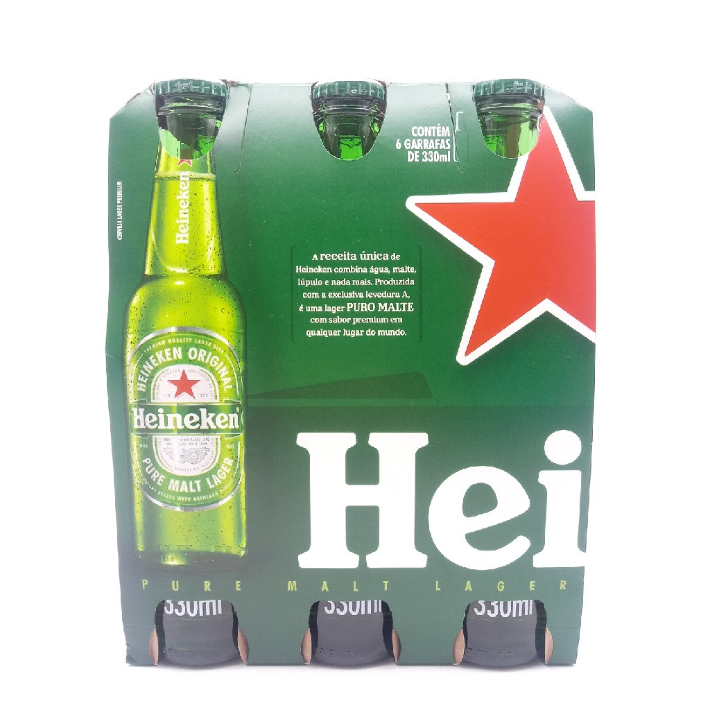 CERVEJA HEINEKEN CONTÉM 6 GARRAFAS 330 ML