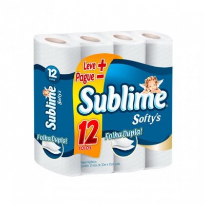 PAPEL HIGIÊNICO SUBLIME SOFTY'S FOLHA DUPLA 12 ROLOS