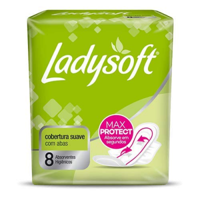 ABSORVENTE LADYSOFT SUAVE C/ ABAS 8 UNIDADES